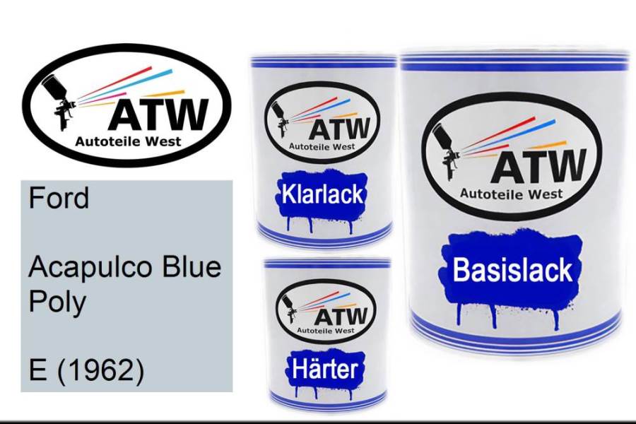 Ford, Acapulco Blue Poly, E (1962): 1L Lackdose + 1L Klarlack + 500ml Härter - Set, von ATW Autoteile West.